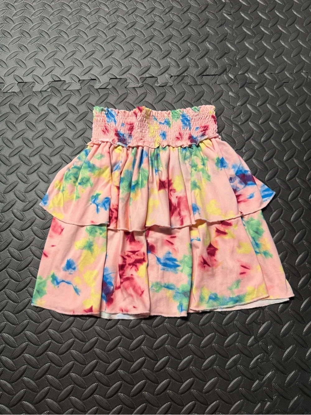Btween Girls Tie Dye Tiered Ruffle Skirt Pink Multicolor Size 10